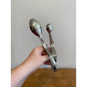 Pampered Chef Large & Small Double Spoon Serving Tongs Stainless Steel Food Serv